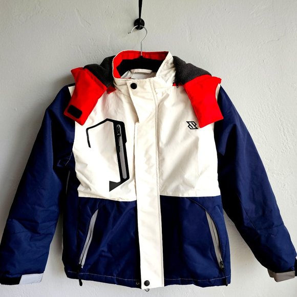 Kids Water resistant Jacket size 8 Red, White and Blue Reflective Strips design - Picture 5 of 6